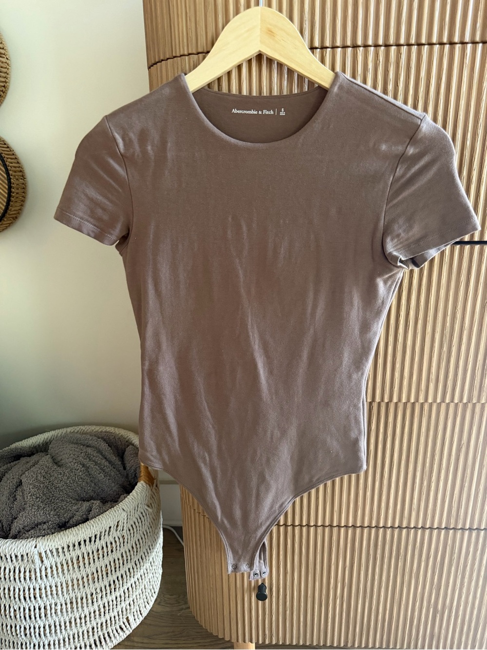 Abercrombie & Fitch Women's Taupe Short-Sleeve Bodysuit